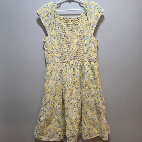 Abercrombie & Fitch Kids Ruffle Sleeve Dress Yellow & Blue Floral Size 13/14 - Picture 13 of 15